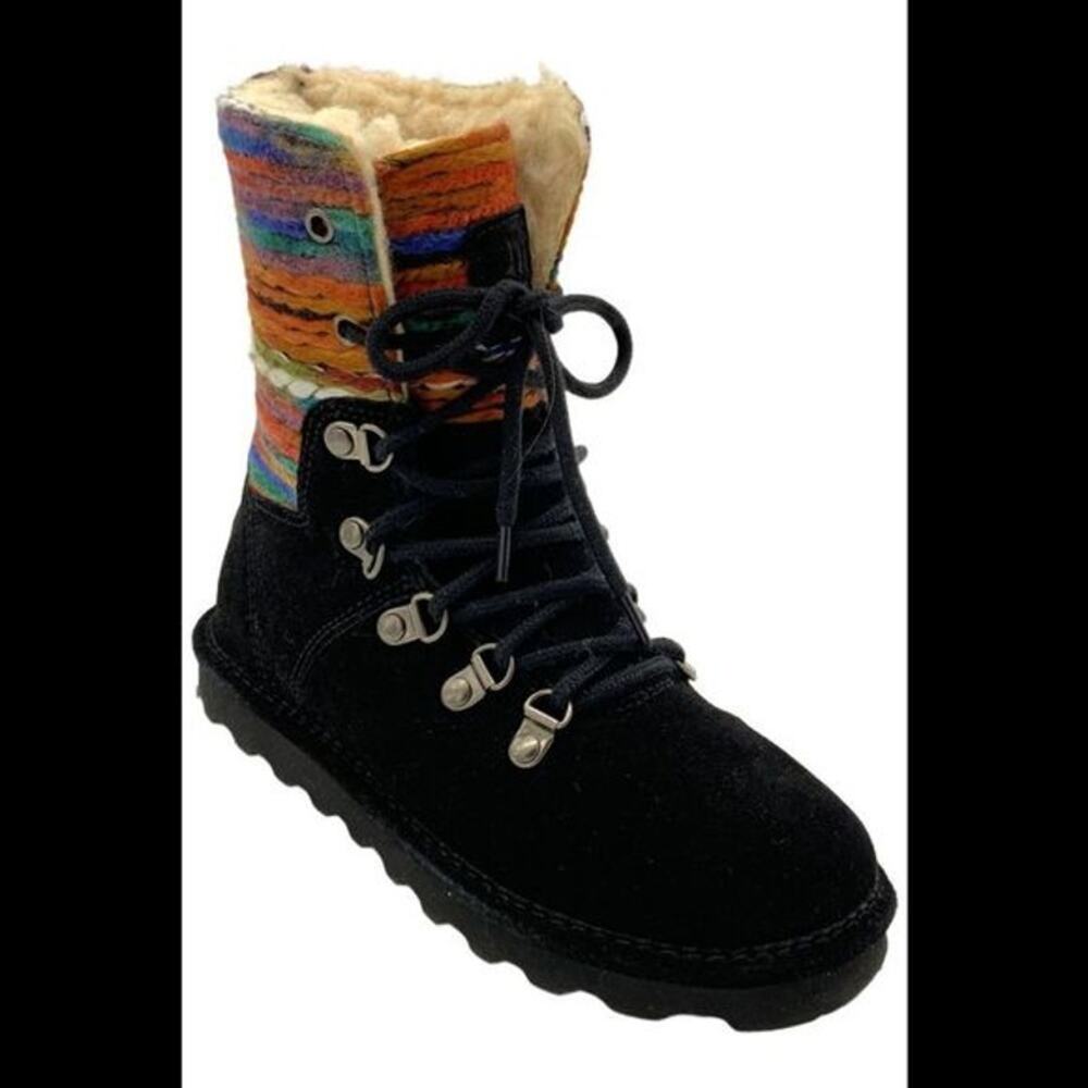 BearPaw Black and Multicolor Winter Boots